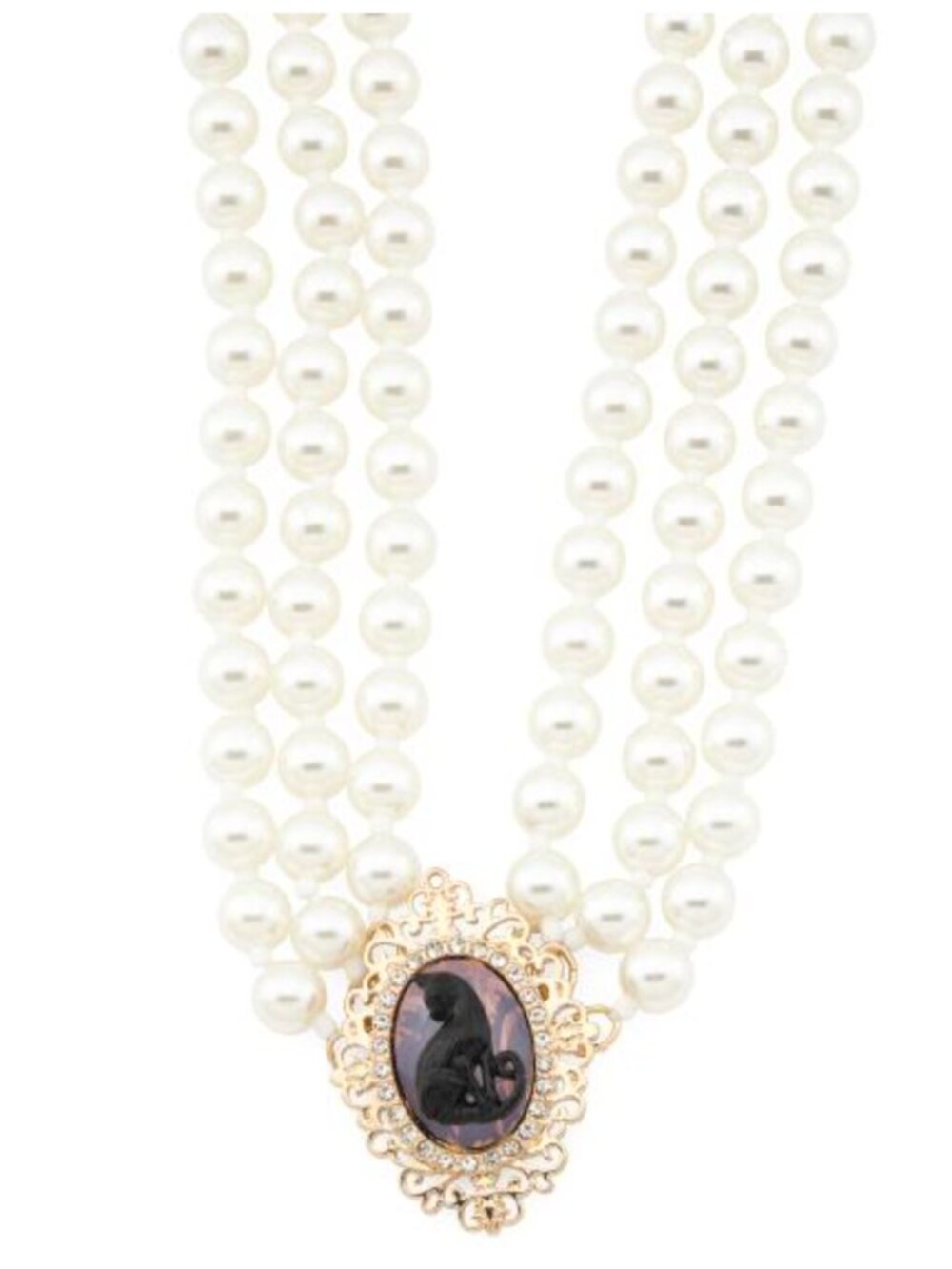 NWT BETSEY JOHNSON BLACK CAT TORSADE FAUX PEARL NECKLACE HALLOWEEN